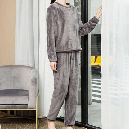 Ensemble de pyjama ample et douillet en peluche corail pour femmes