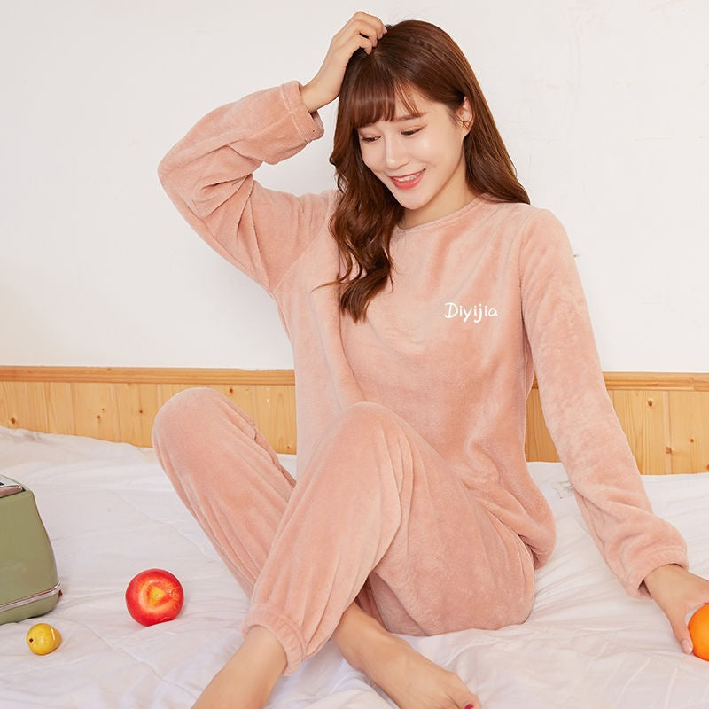 Ensemble de pyjama ample et douillet en peluche corail pour femmes