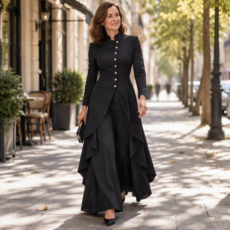 💖Offre exceptionnelle du Black Friday - 50% de réduction !💖💜Livraison gratuite🖤Ensemble manteau long élégant et pantalon large pour femmes