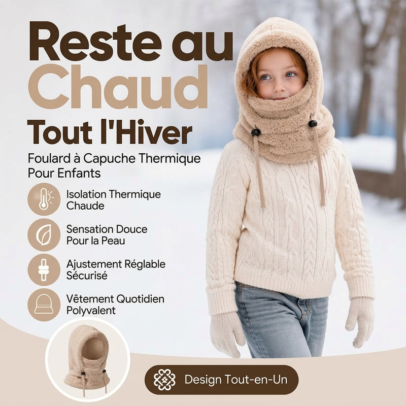 💖Soldes ! Prix cassés💖Cagoule de cyclisme thermique et coupe-vent pour enfants