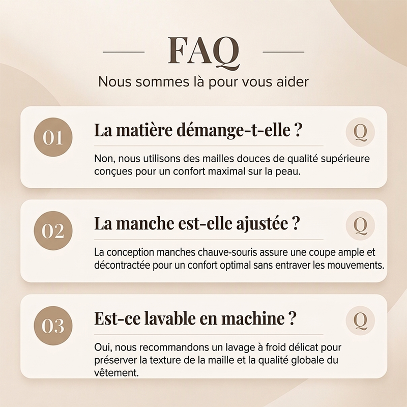 💖Soldes ! Prix cassés💖Pull en maille femme à col roulé et manches chauve-souris