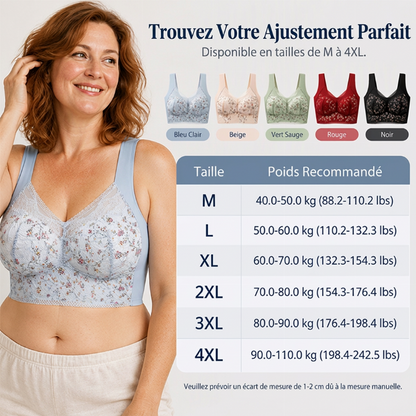 Soutien-gorge de maintien sans couture en dentelle florale pour femmes