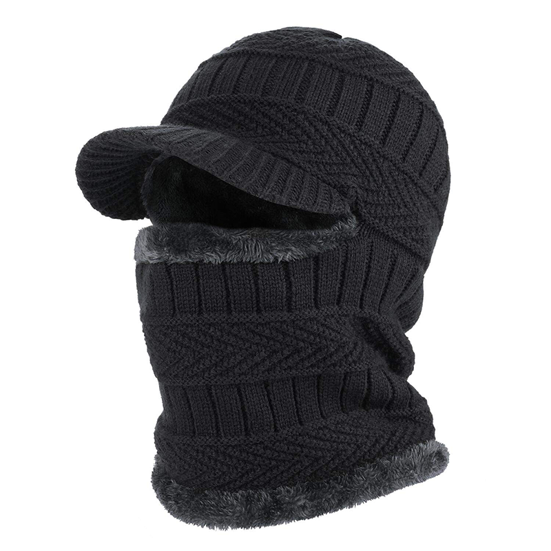 ❄️🧣 Bonnet-cagoule d’hiver 3 en 1 avec visière | Cache-visage et tour de cou chaud ✨