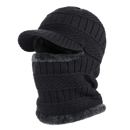 ❄️🧣 Bonnet-cagoule d’hiver 3 en 1 avec visière | Cache-visage et tour de cou chaud ✨