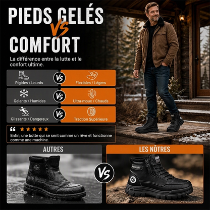 Bottes d'hiver antidérapantes et doublures chaudes pour hommes