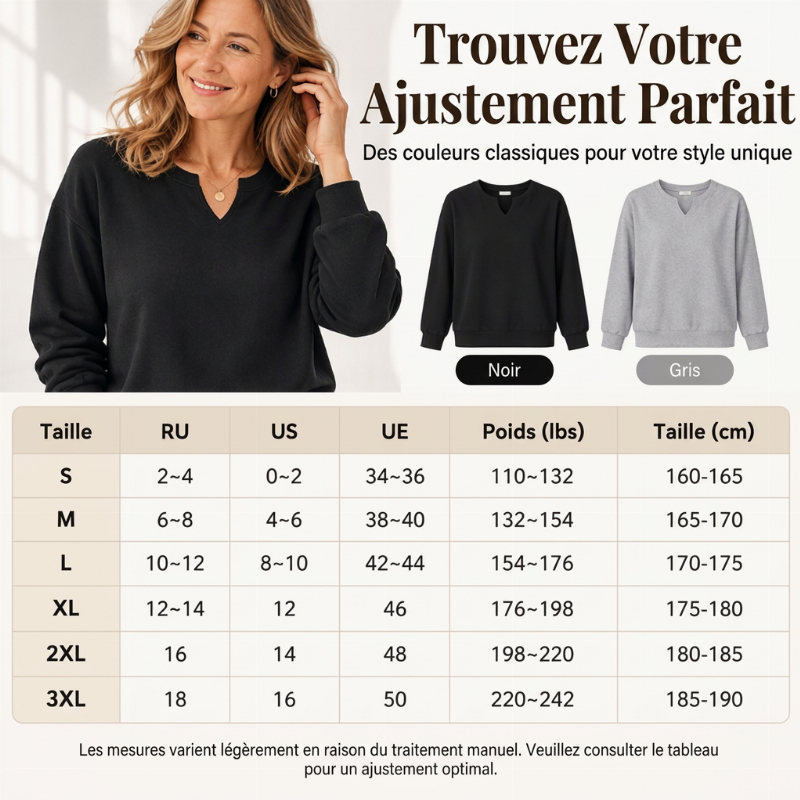 ❤️Sweat-shirt décontracté à col V fendu pour femme