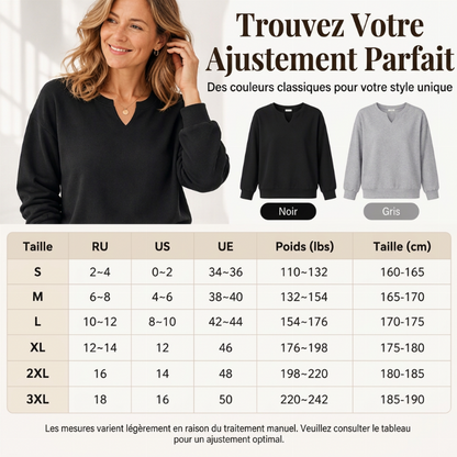 ❤️Sweat-shirt décontracté à col V fendu pour femme