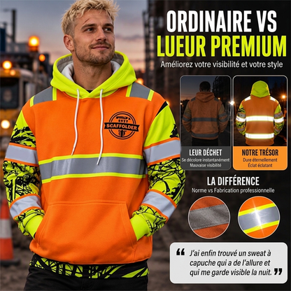 Sweat-shirt à capuche réfléchissant haute visibilité pour homme