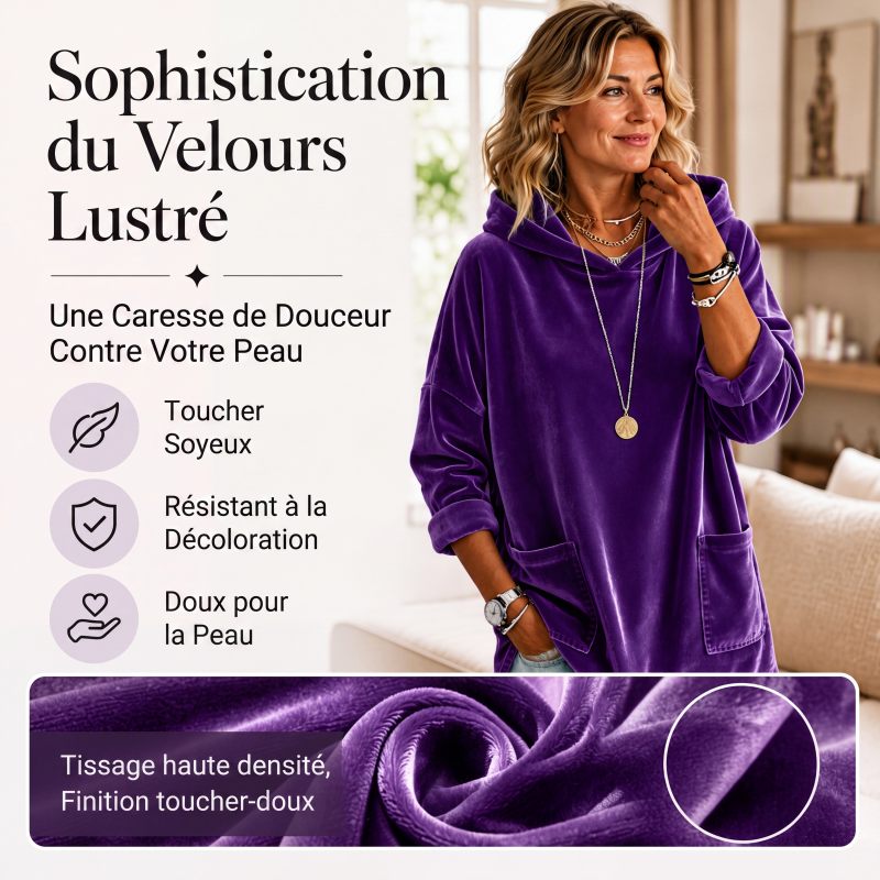 Sweat à capuche en velours pour femme