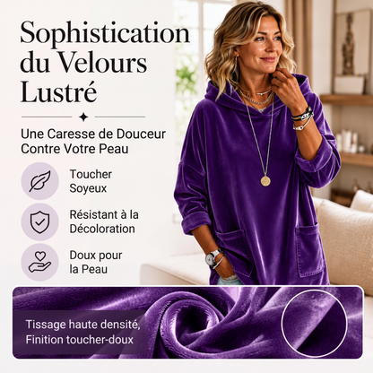 Sweat à capuche en velours pour femme