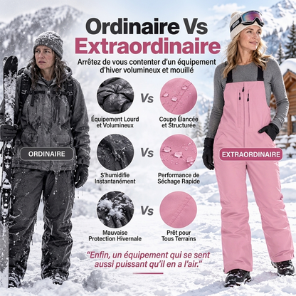 Pantalons de ski imperméables unisexe à bretelles