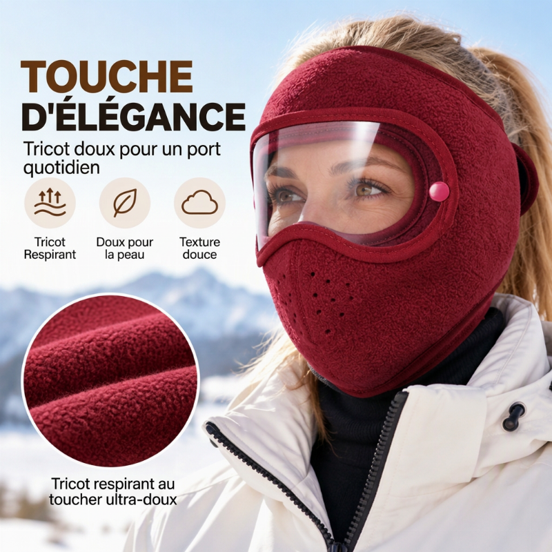 Masque facial d'hiver coupe-vent et chaud avec lunettes HD