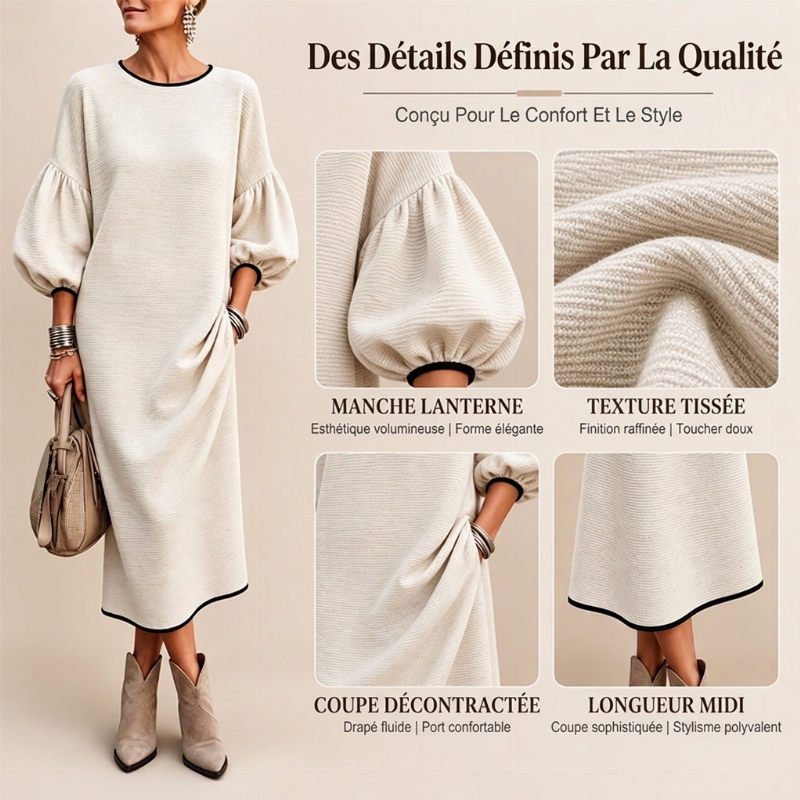 🌸50 % de réduction 💖 Robe à manches bouffantes pour femme