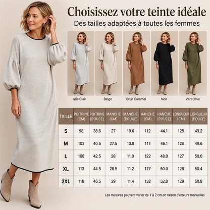 🌸50 % de réduction 💖 Robe à manches bouffantes pour femme