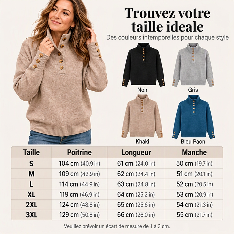 💖Soldes ! Prix cassés💖Pull en maille à col montant décontracté pour femme