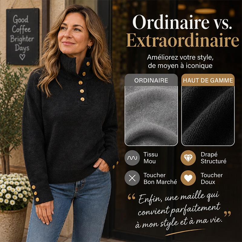 💖Soldes ! Prix cassés💖Pull en maille à col montant décontracté pour femme