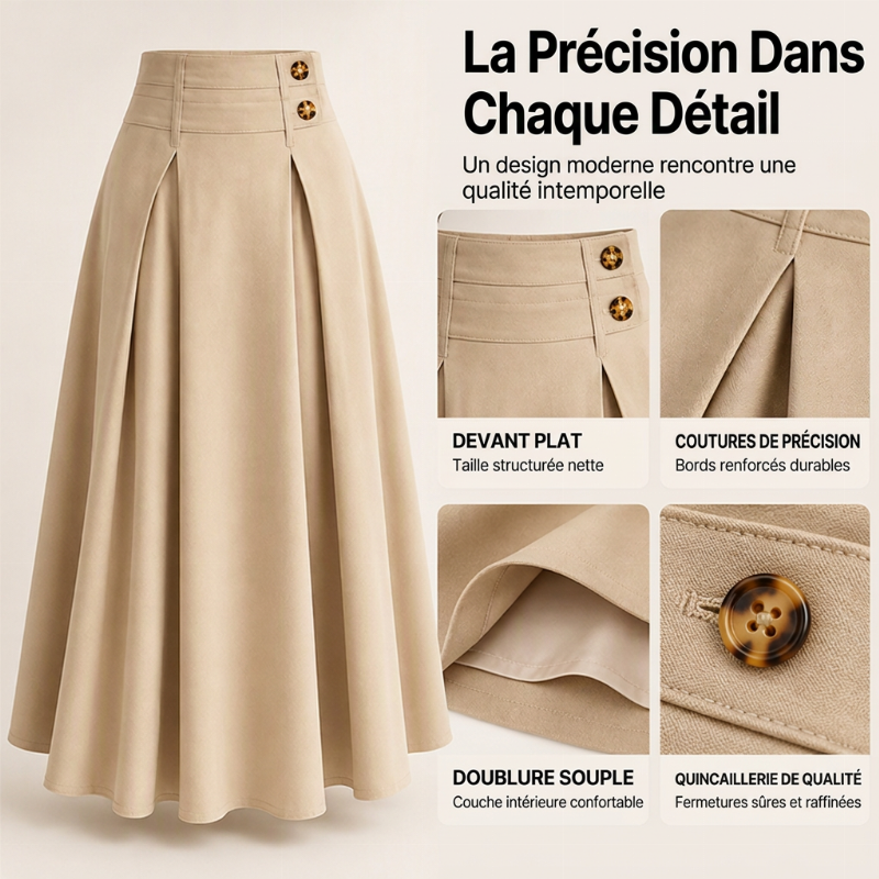 ⏳50% DE RÉDUCTION! 👗Jupe Longue Taille Haute Évasée Plissée, Coupe qui affine la silhouette