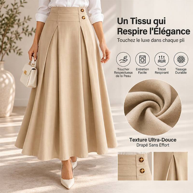 ⏳50% DE RÉDUCTION! 👗Jupe Longue Taille Haute Évasée Plissée, Coupe qui affine la silhouette