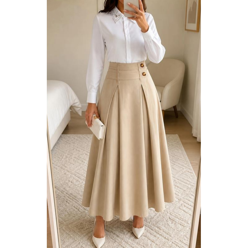 ⏳50% DE RÉDUCTION! 👗Jupe Longue Taille Haute Évasée Plissée, Coupe qui affine la silhouette