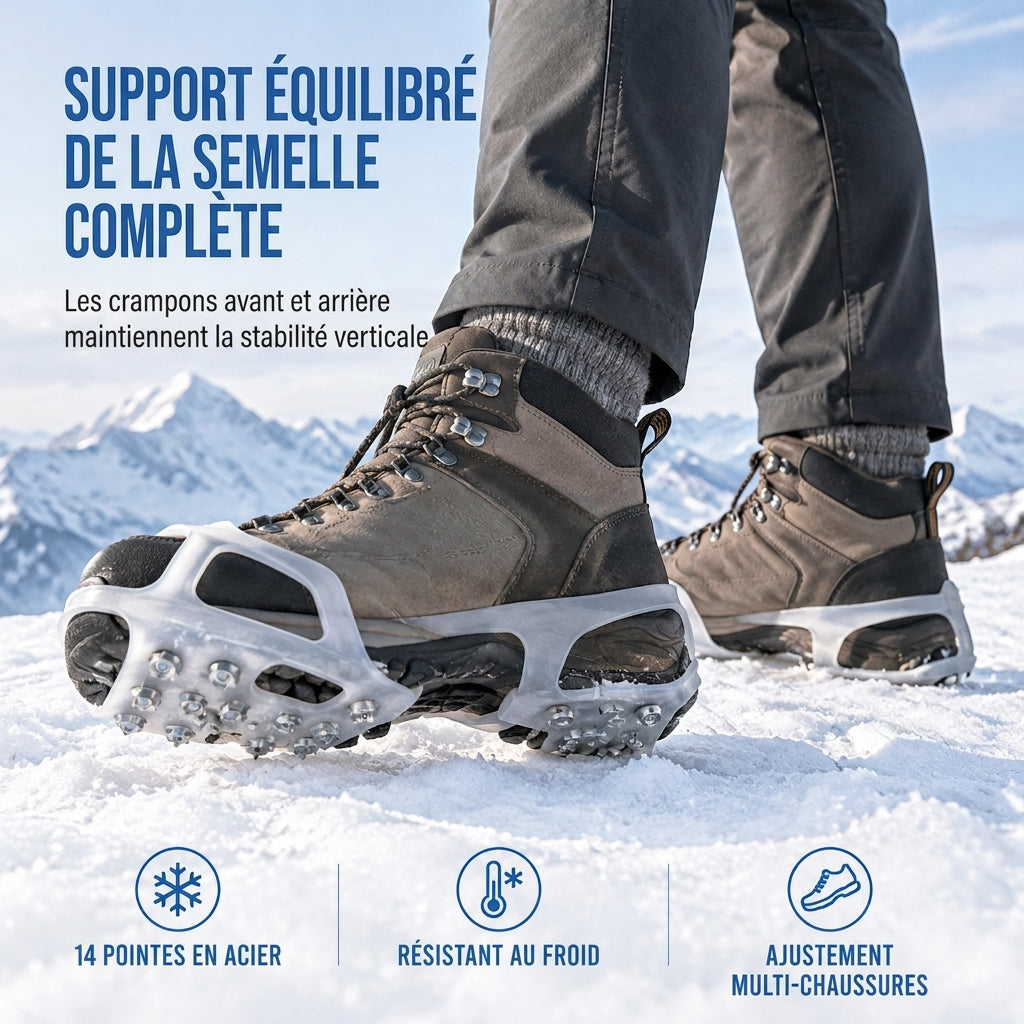 ❄️ 50 % de réduction !! 🧊 Crampons antidérapants à 14 dents