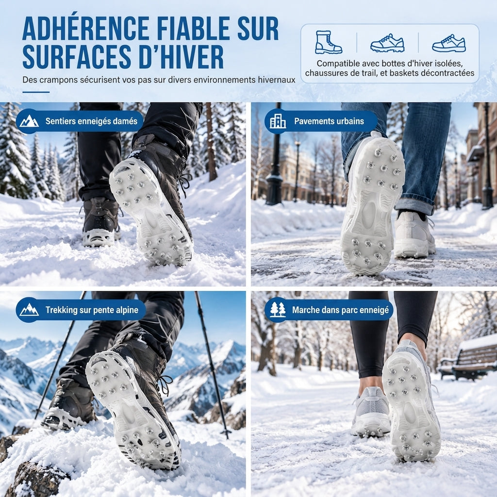 ❄️ 50 % de réduction !! 🧊 Crampons antidérapants à 14 dents