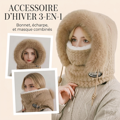 Écharpe-masque à capuche 3-en-1 d'hiver pour femme