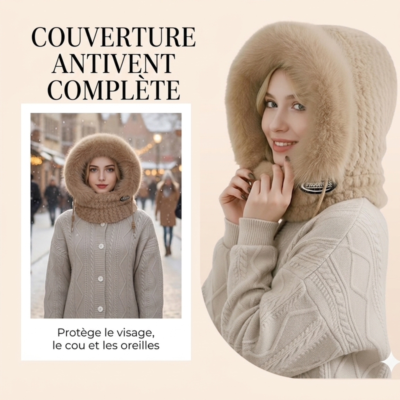 Écharpe-masque à capuche 3-en-1 d'hiver pour femme