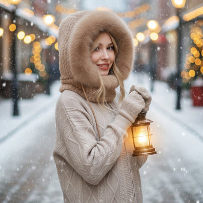 Écharpe-masque à capuche 3-en-1 d'hiver pour femme
