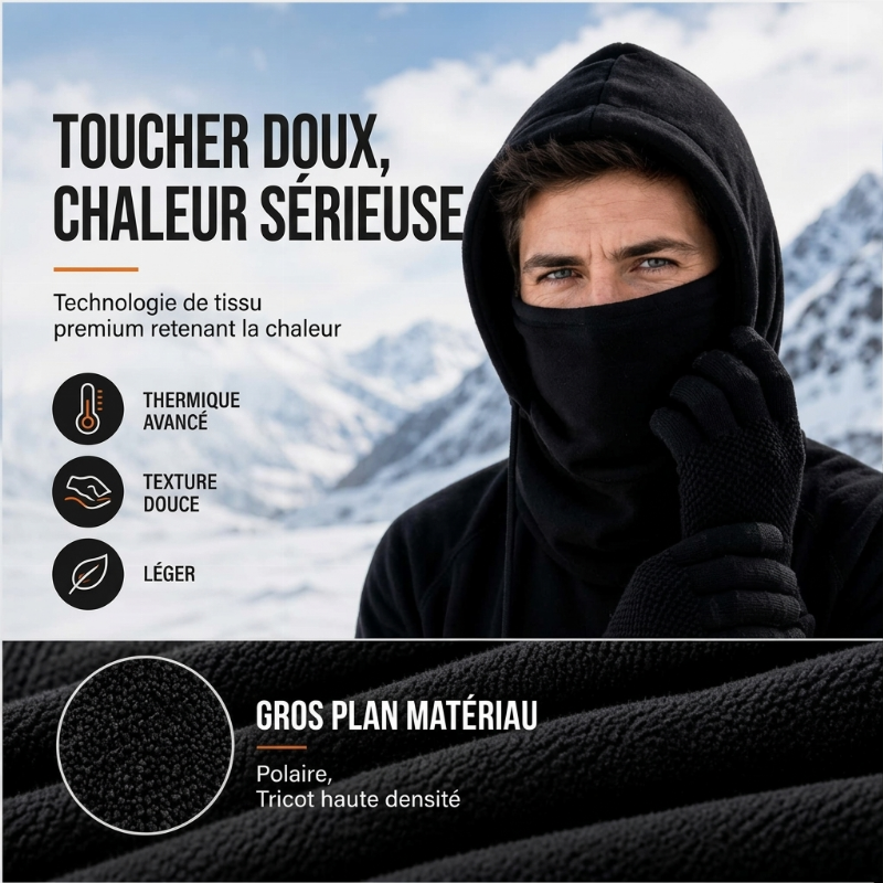 ✨ Ensemble cagoule avec gants tactiles et chaussettes : prêt pour le froid 🧦