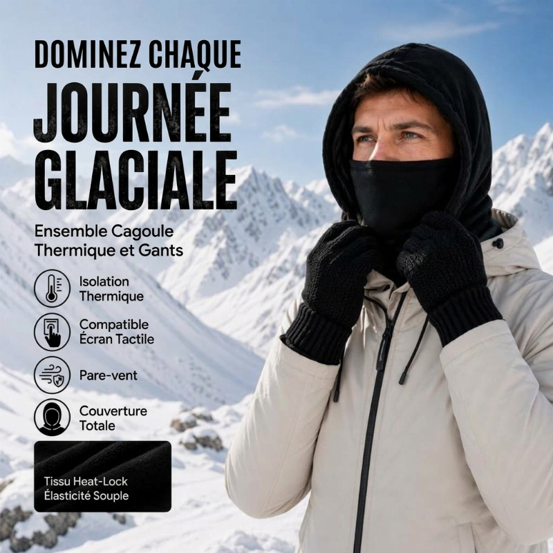 ✨ Ensemble cagoule avec gants tactiles et chaussettes : prêt pour le froid 🧦