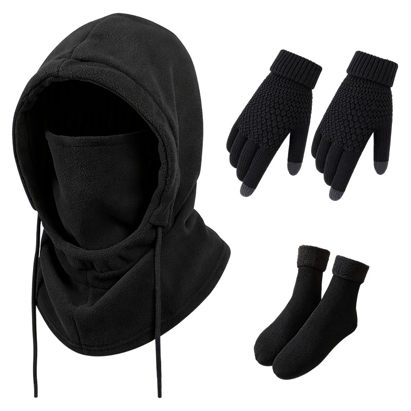 ✨ Ensemble cagoule avec gants tactiles et chaussettes : prêt pour le froid 🧦