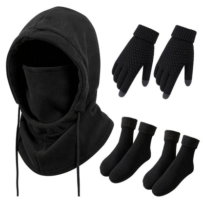 ✨ Ensemble cagoule avec gants tactiles et chaussettes : prêt pour le froid 🧦