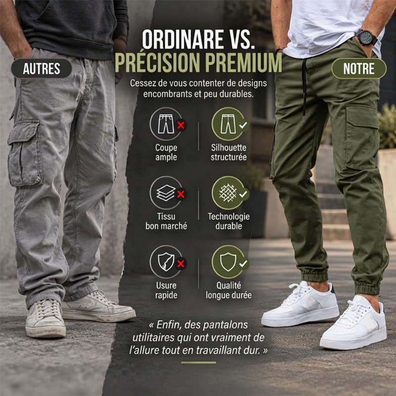 Pantalon cargo décontracté d'extérieur pour hommes avec cordon de serrage