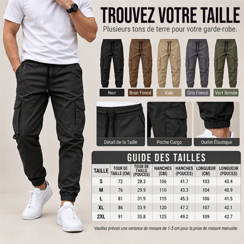 Pantalon cargo décontracté d'extérieur pour hommes avec cordon de serrage