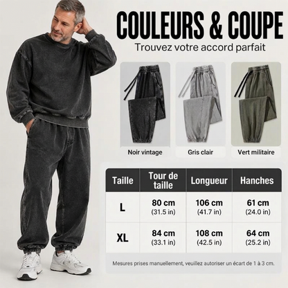 Pantalon de survêtement décontracté et sportif en denim lavé pour hommes