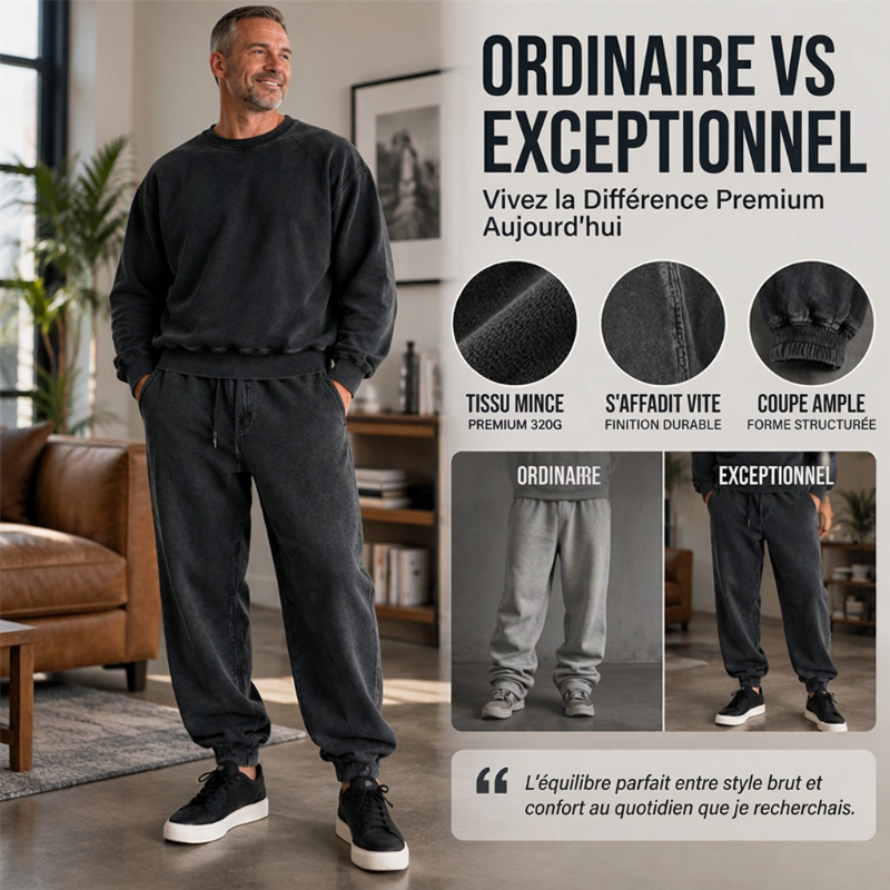 Pantalon de survêtement décontracté et sportif en denim lavé pour hommes