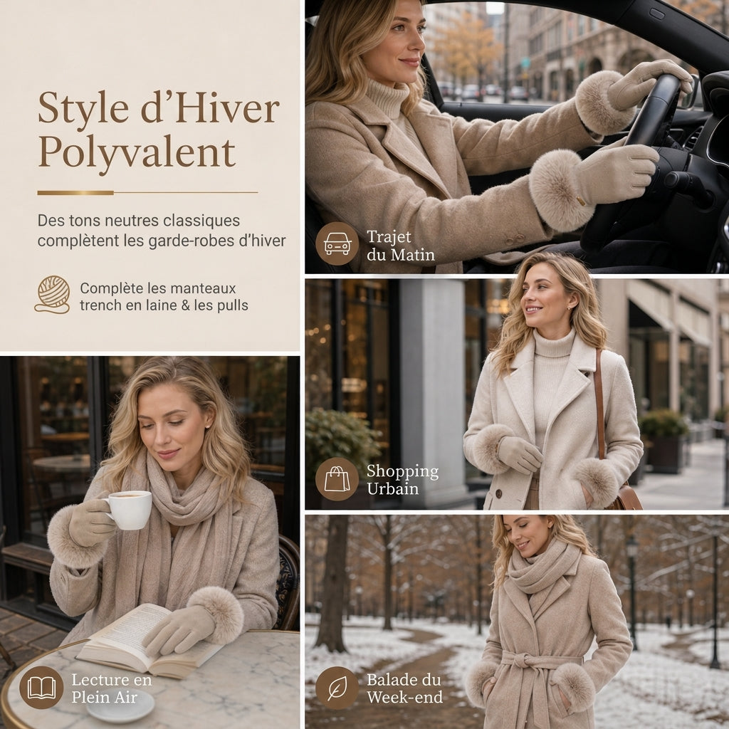 Gants thermiques d'hiver pour femmes compatibles avec écran tactile, coupe-vent et chauds pour le cyclisme et la conduite en extérieur