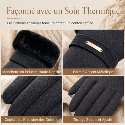 Gants thermiques d'hiver pour femmes compatibles avec écran tactile, coupe-vent et chauds pour le cyclisme et la conduite en extérieur