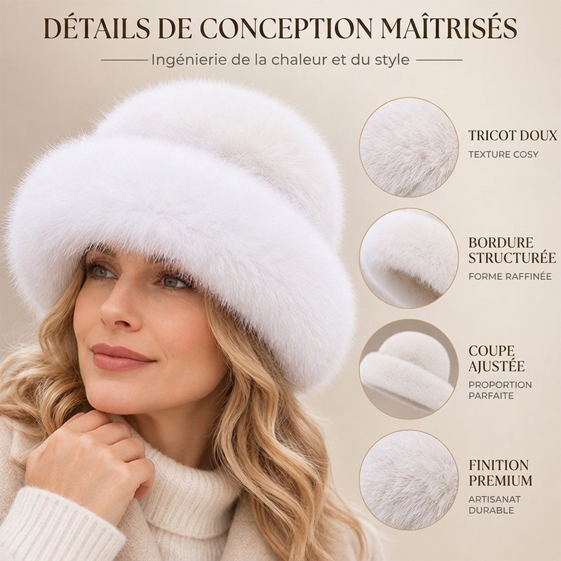 Chapeau chaud élégant en fausse fourrure pour femme