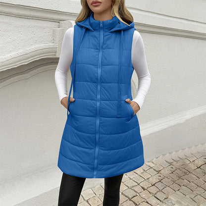 ✨ Gilet matelassé à capuche mi-long pour femme 🧥
