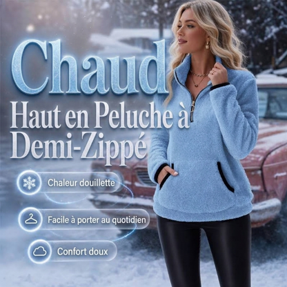 ✨Sweat-shirt en molleton à demi-fermeture éclair pour femme🧶