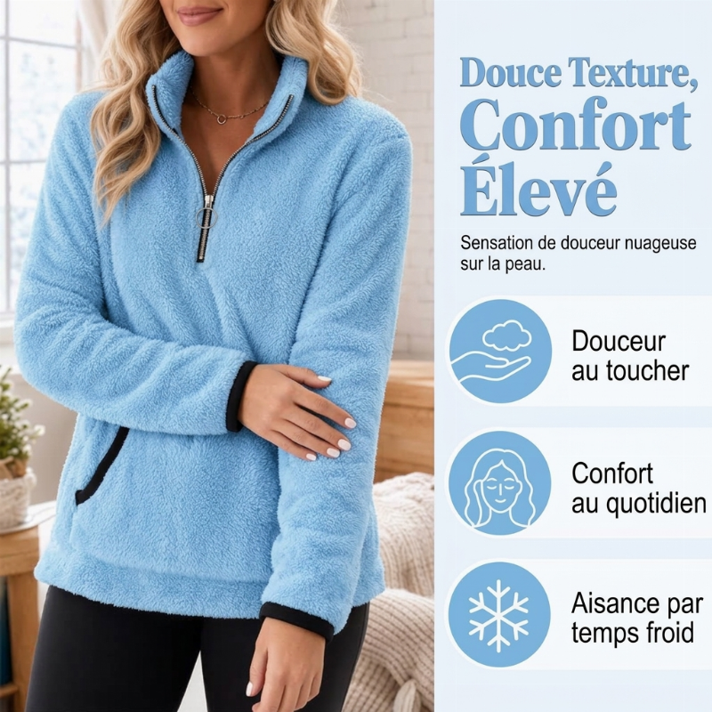 ✨Sweat-shirt en molleton à demi-fermeture éclair pour femme🧶