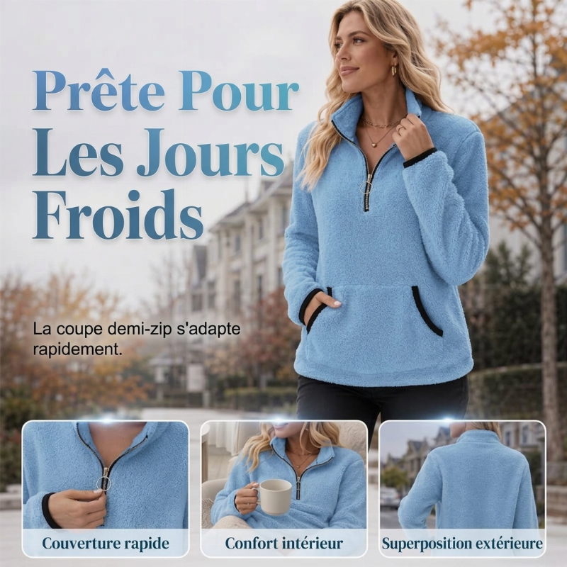 ✨Sweat-shirt en molleton à demi-fermeture éclair pour femme🧶