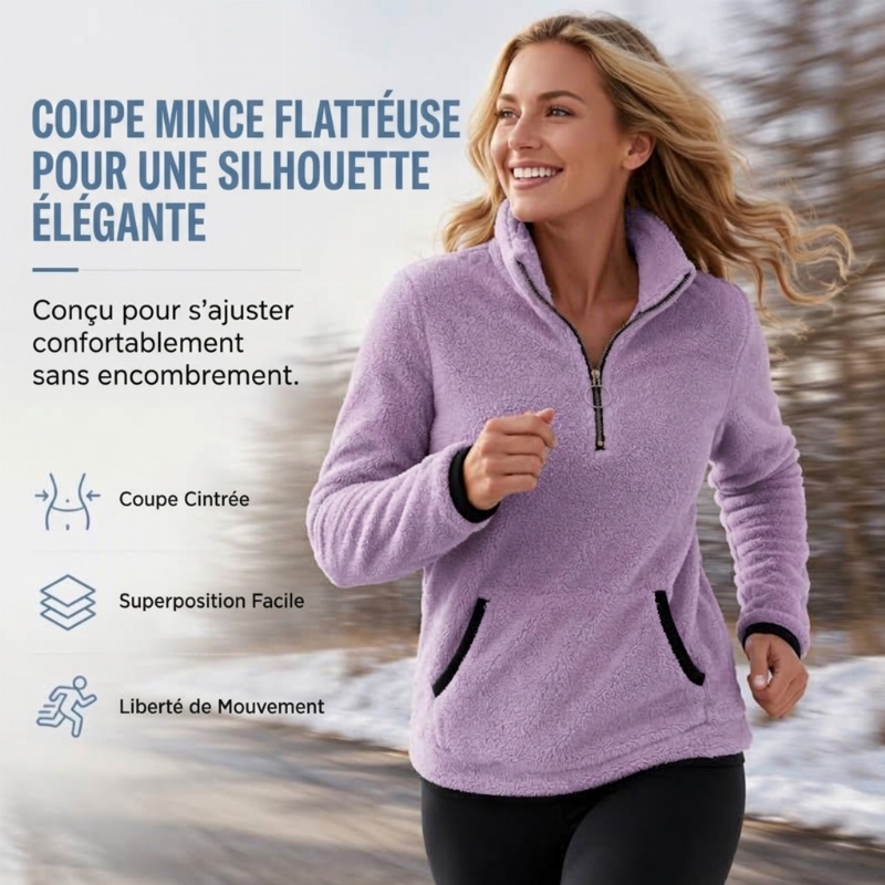 ✨Sweat-shirt en molleton à demi-fermeture éclair pour femme🧶