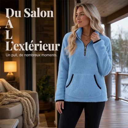 ✨Sweat-shirt en molleton à demi-fermeture éclair pour femme🧶