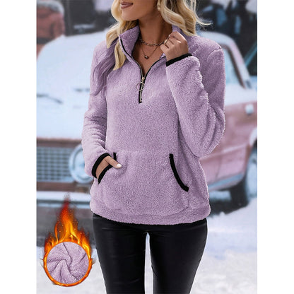 ✨Sweat-shirt en molleton à demi-fermeture éclair pour femme🧶