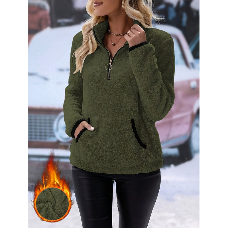 ✨Sweat-shirt en molleton à demi-fermeture éclair pour femme🧶