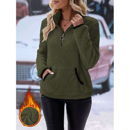✨Sweat-shirt en molleton à demi-fermeture éclair pour femme🧶