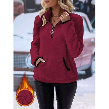 ✨Sweat-shirt en molleton à demi-fermeture éclair pour femme🧶