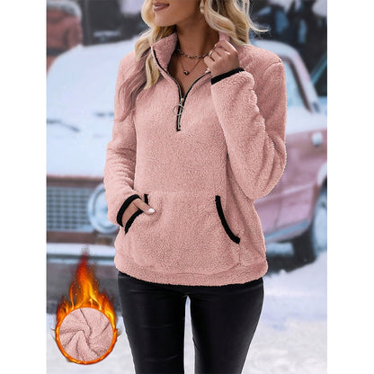 ✨Sweat-shirt en molleton à demi-fermeture éclair pour femme🧶